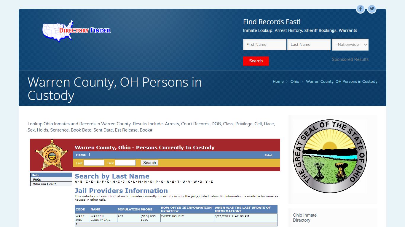 Warren County, OH Persons in Custody | People Lookup - USDirectoryFinder